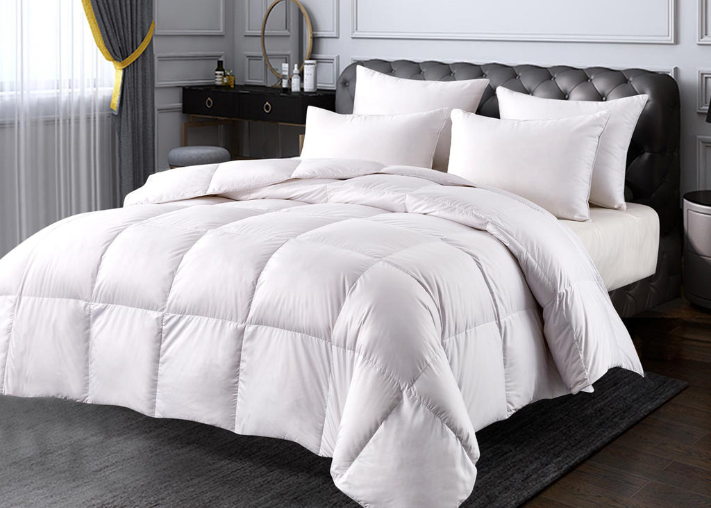 All Season Ultra-Soft Microfiber White Down Fiber Comforter