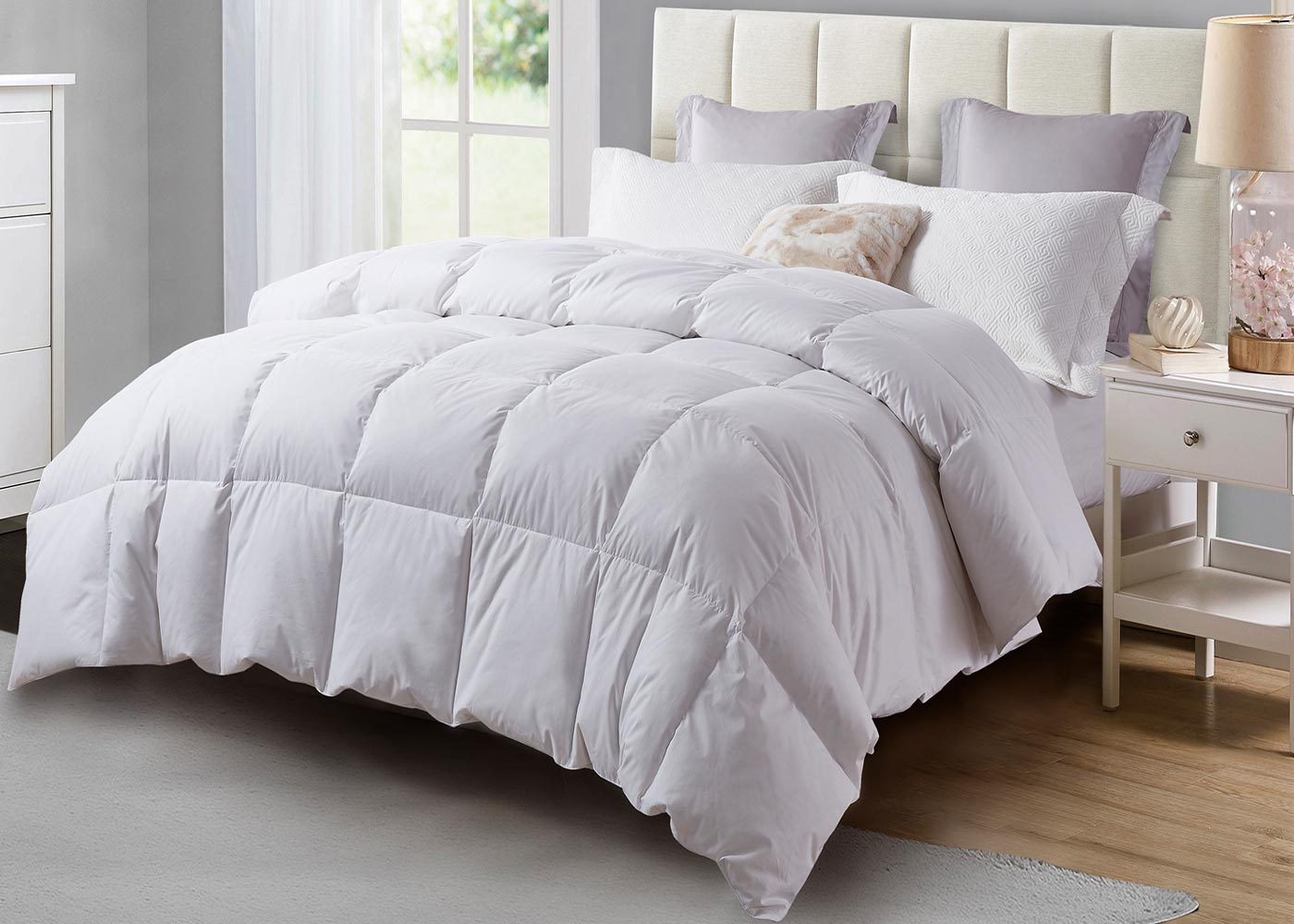 All Season Hypoallergenic White Down Cotton Comforter