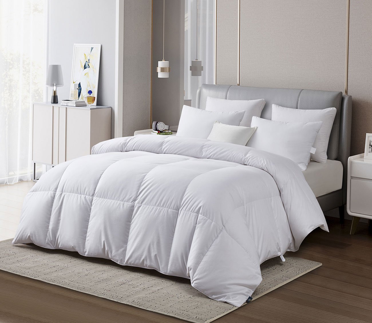 400TC Cotton Sateen All Season White Goose Down Comforter