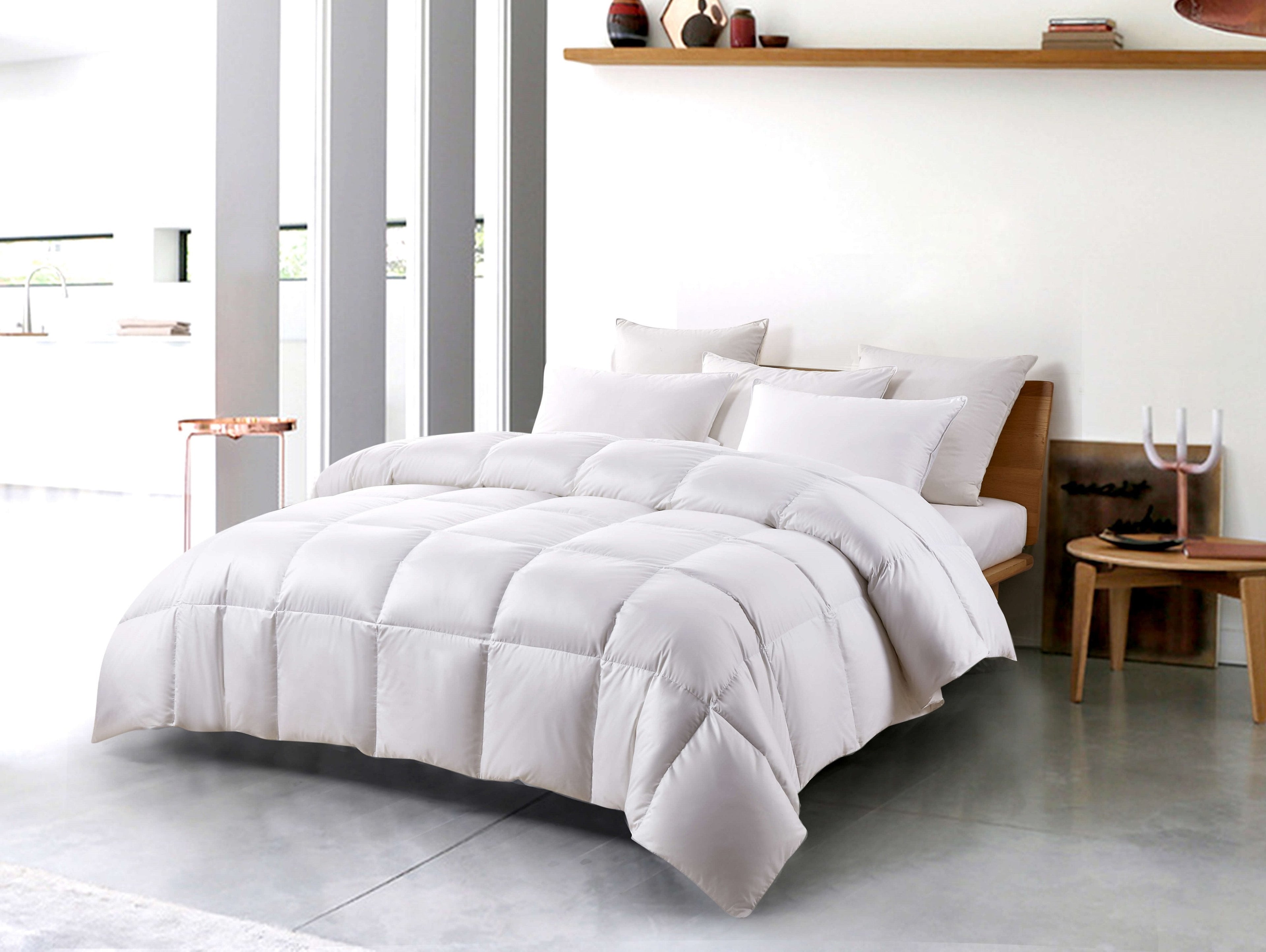 All Season White Down Fiber Comforter Medium Warmth