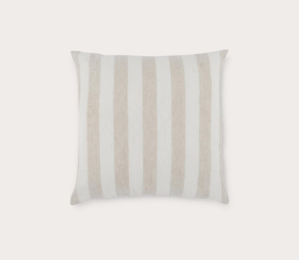 Ivory Natural Linen Stripe Throw Pillow 26x26