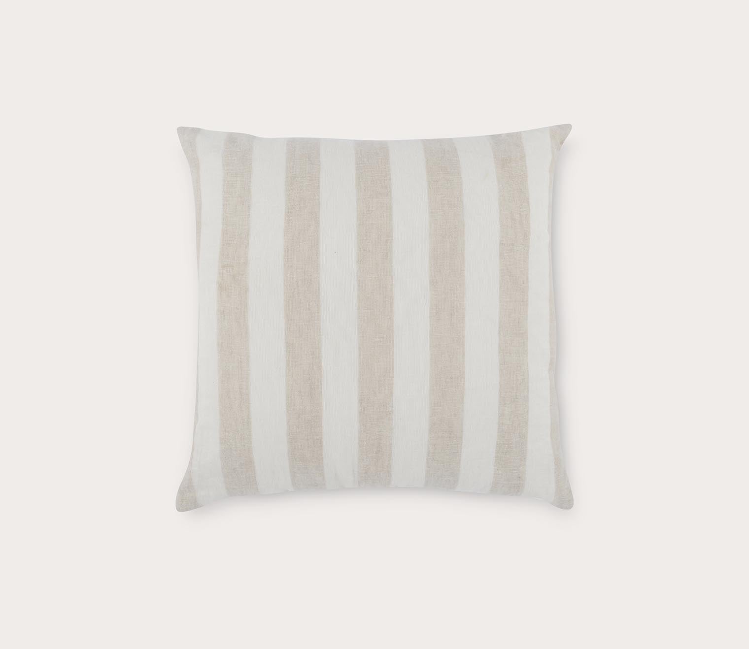 Ivory Natural Linen Stripe Throw Pillow 26x26