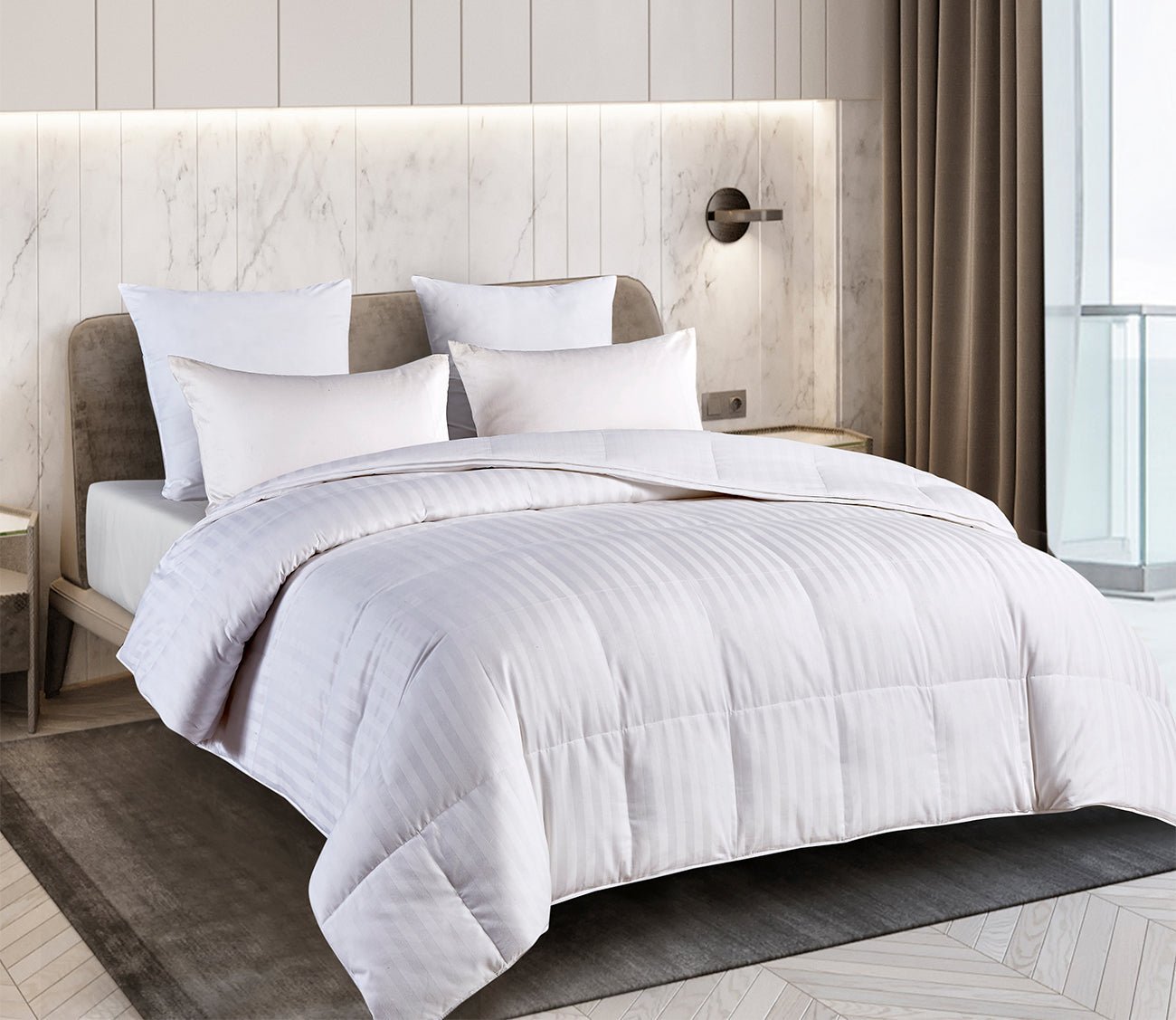 Blue Ridge Damask Stripe Duraloft Extra Warmth Down Alternative Comforter