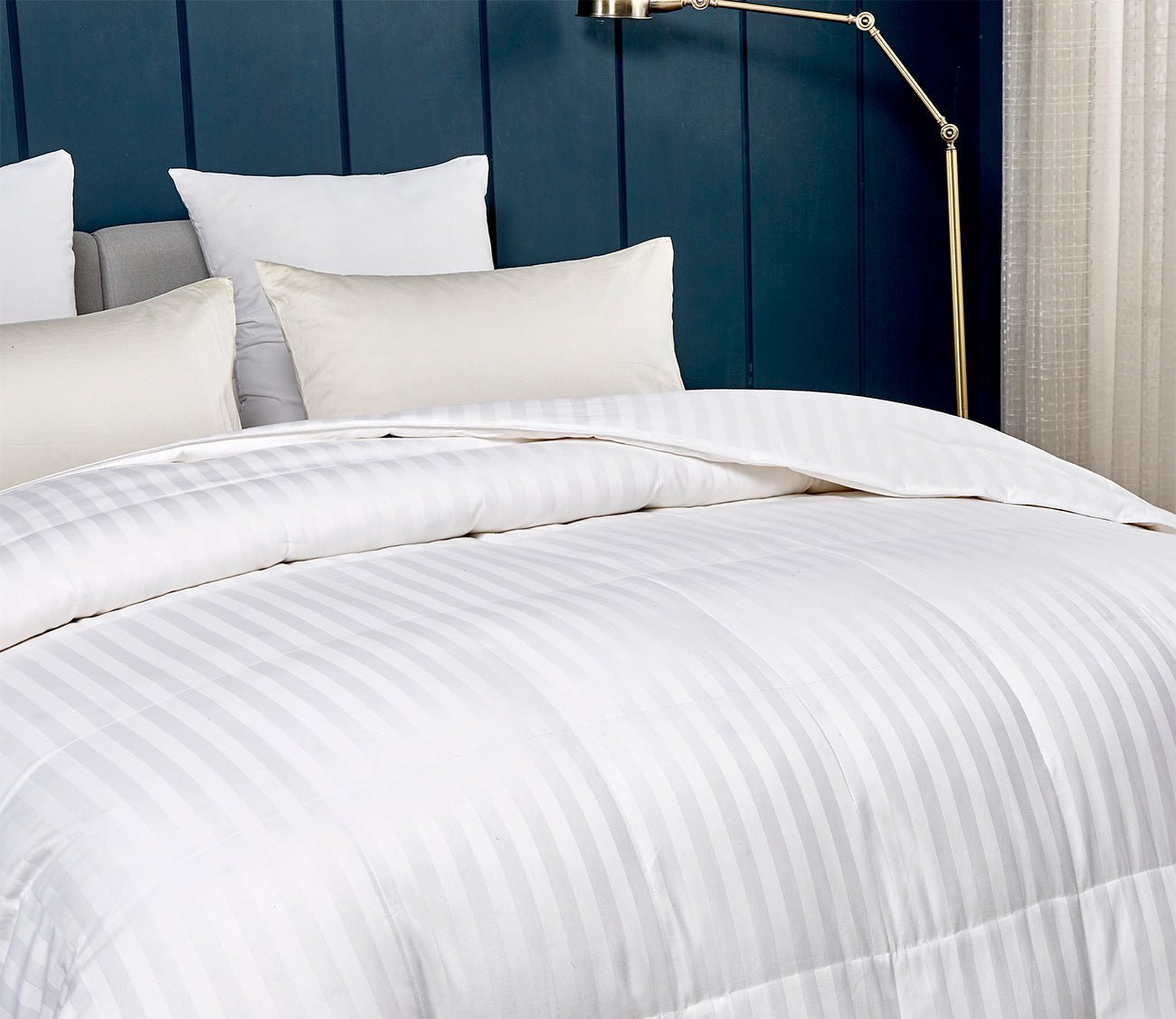 Blue Ridge Home Cotton Damask Stripe Down Alternative Comforter