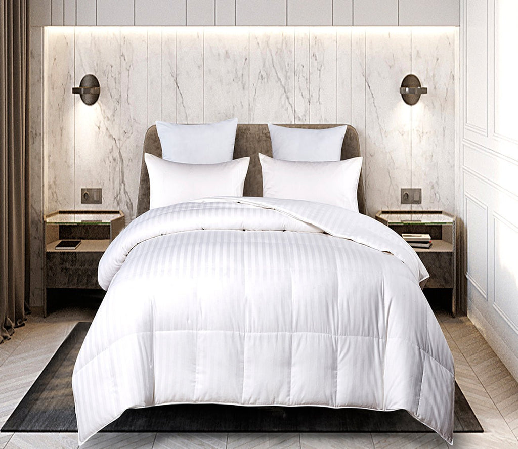 Blue Ridge Home Damask Cotton White Goose Down and Feather Comforter