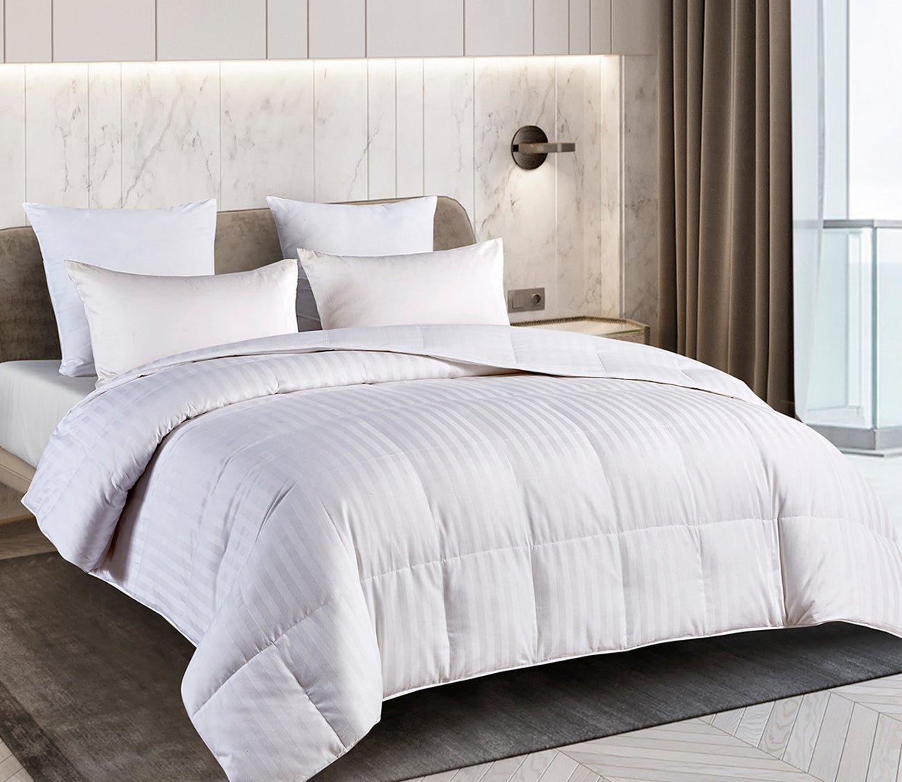 Blue Ridge Home Damask Cotton White Goose Down and Feather Comforter