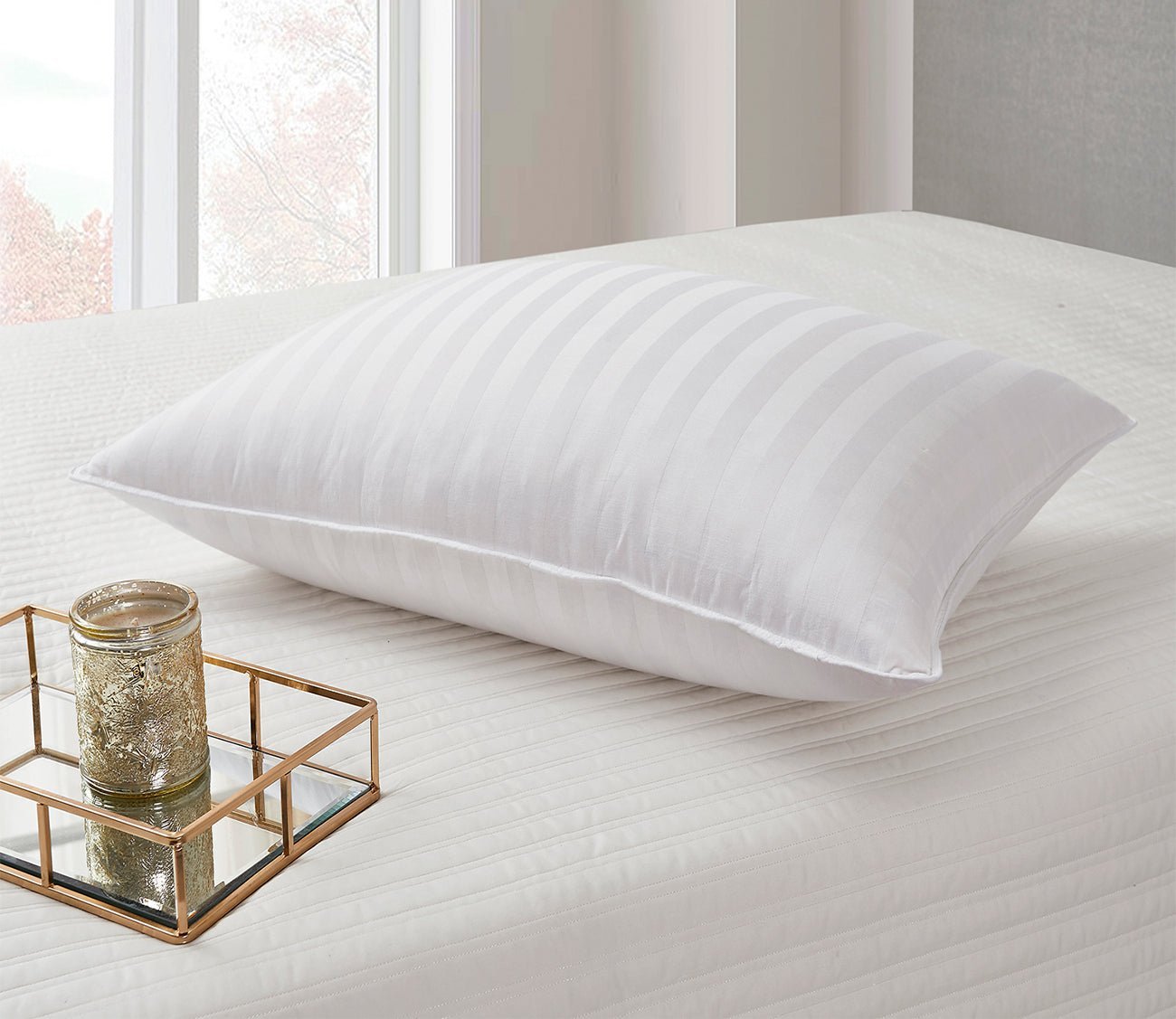 Blue Ridge Home Supreme Damask Stripe Soft White Down Pillow