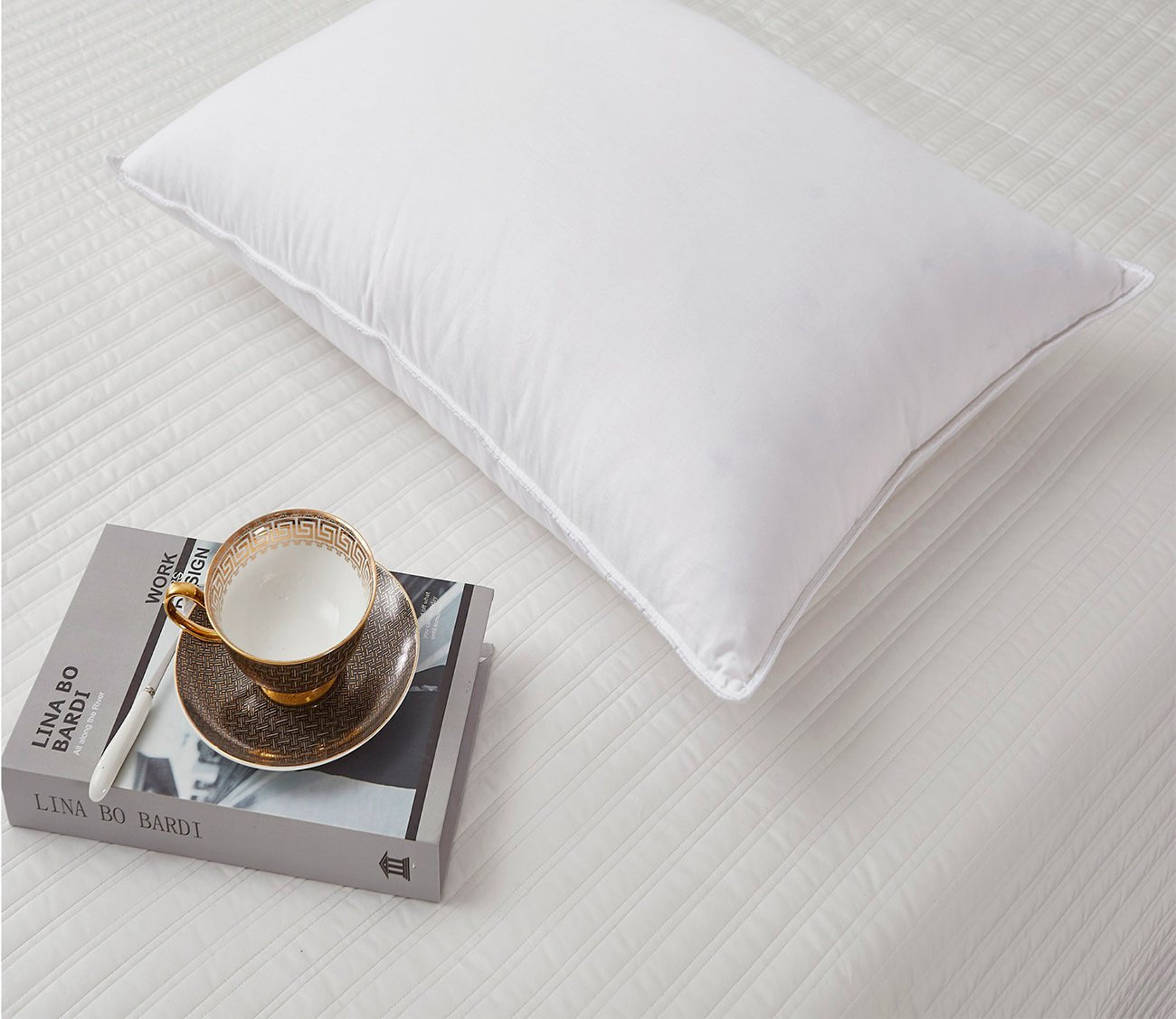 Blue Ridge Naples Cotton Sateen Medium Firm White Down Pillow