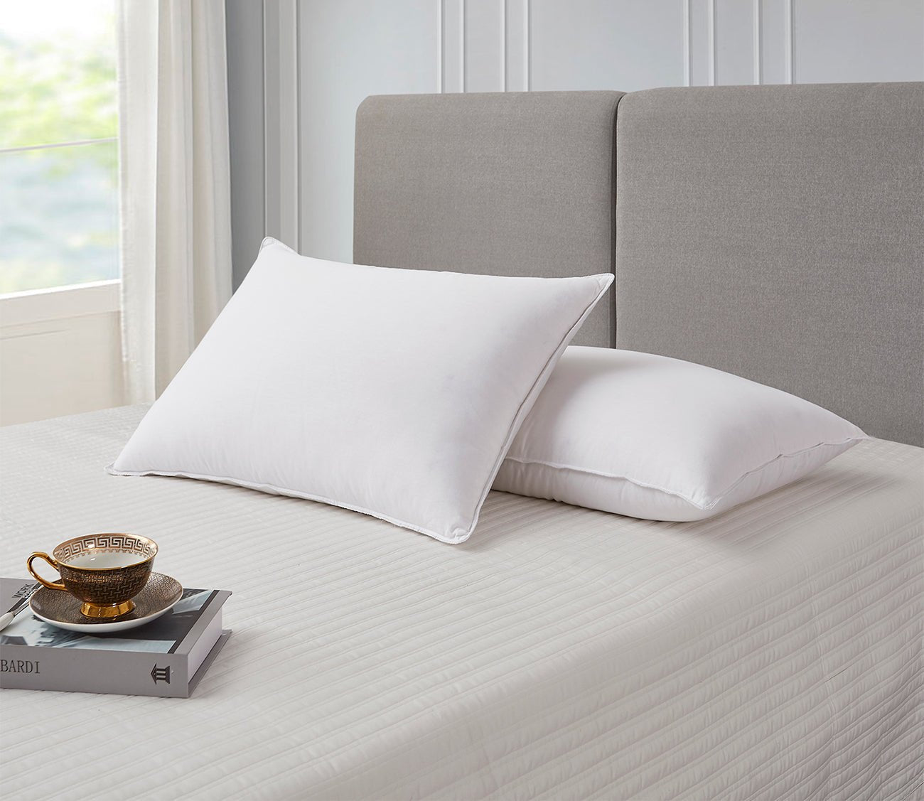 Blue Ridge Naples Cotton Sateen Medium Firm White Down Pillow