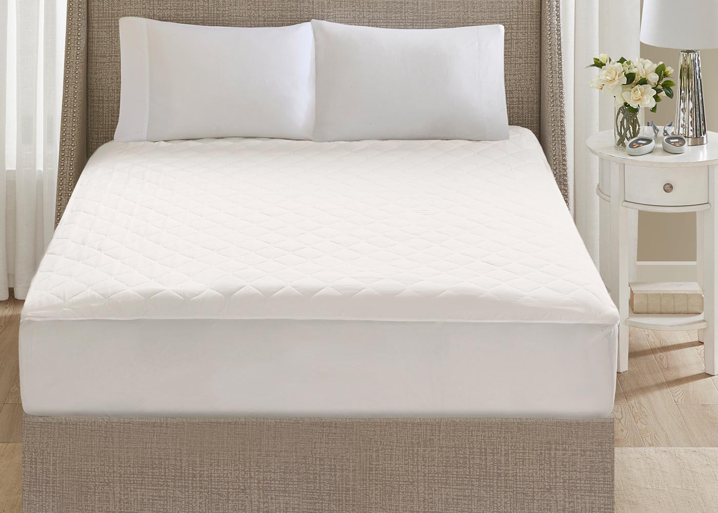 Cotton Deep Pocket Heated Mattress Pad