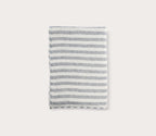 Linen Stripe Throw Blanket Ivory Blue Sherpa Backing