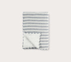 Linen Stripe Throw Blanket Ivory Blue Sherpa Backing