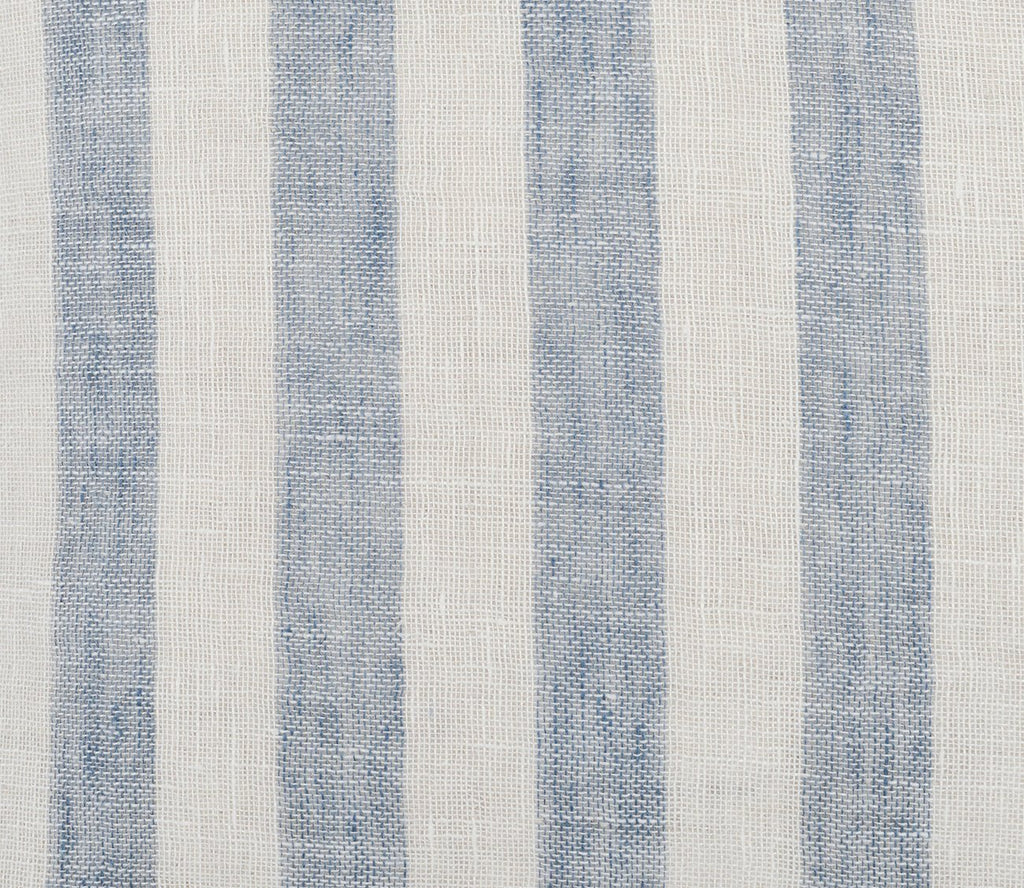 Ivory Blue Linen Stripe Feather Down Throw Pillow