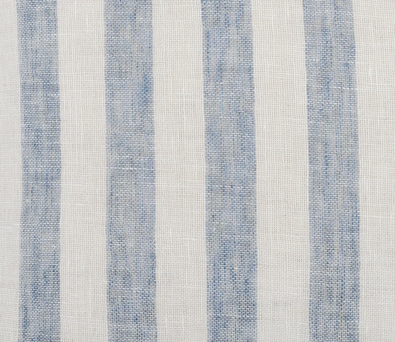 Ivory Blue Linen Stripe Feather Down Throw Pillow