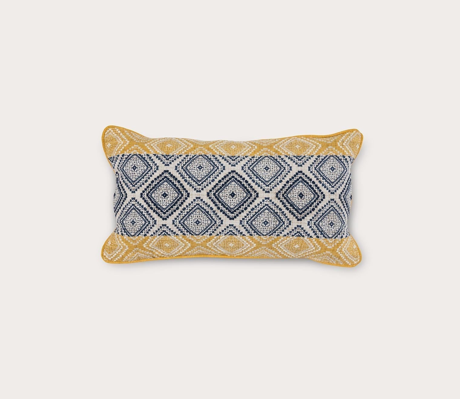 Sunflower Navy Embroidered Lumbar Throw Pillow Cover