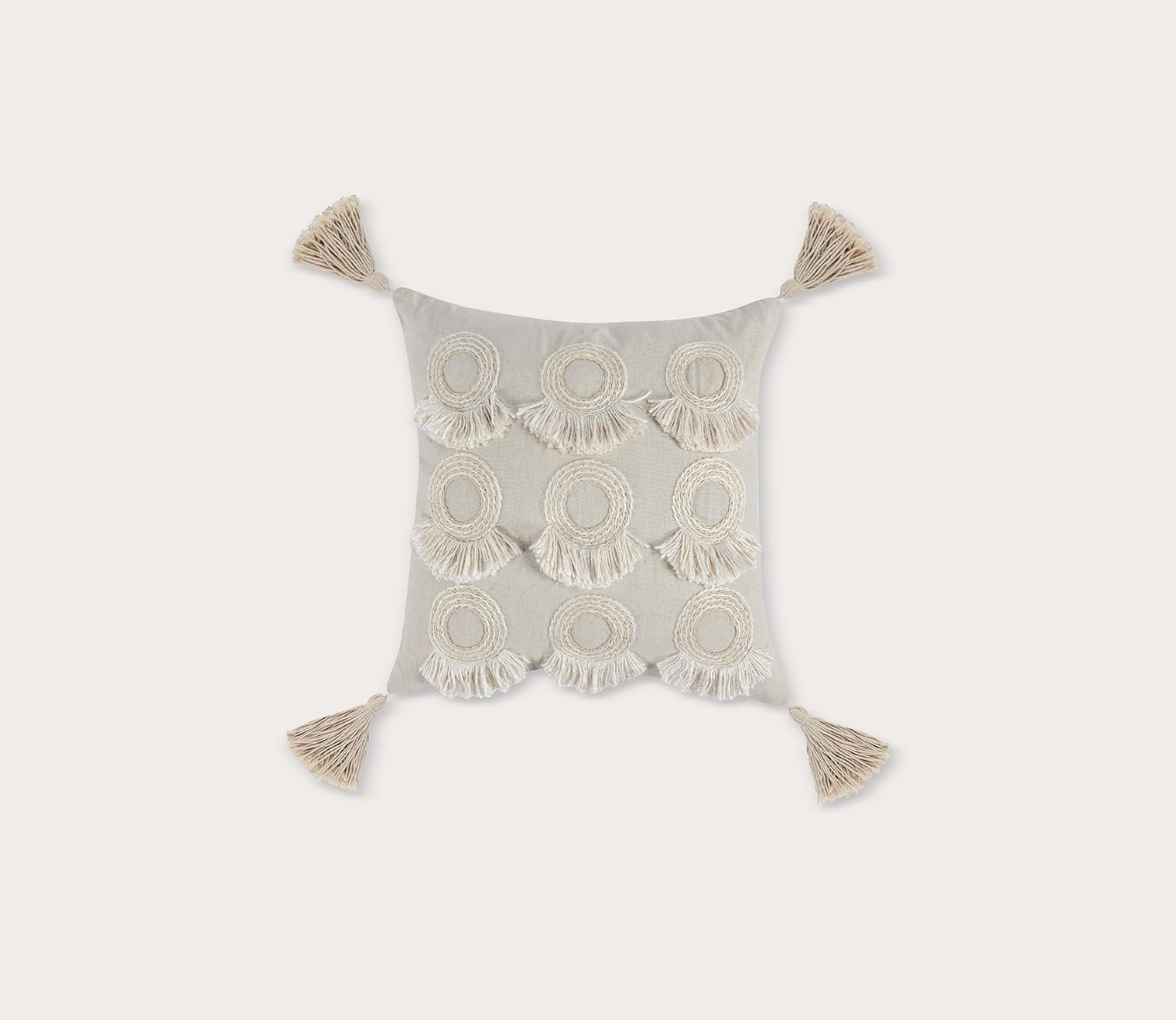 Natural Cotton Linen Embroidered Throw Pillow 20x20