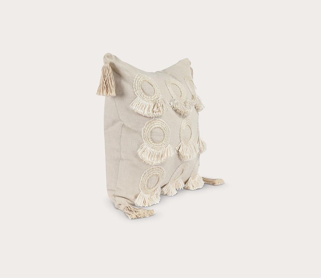 Natural Cotton Linen Embroidered Throw Pillow 20x20