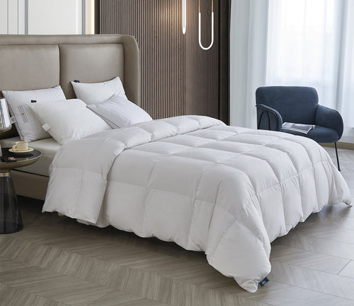All Season Polyester and Cotton Blend Goose Down Fiber Comforter