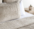 Hand-Stitched Quilted Velvet Pebble Taupe Queen Quilt