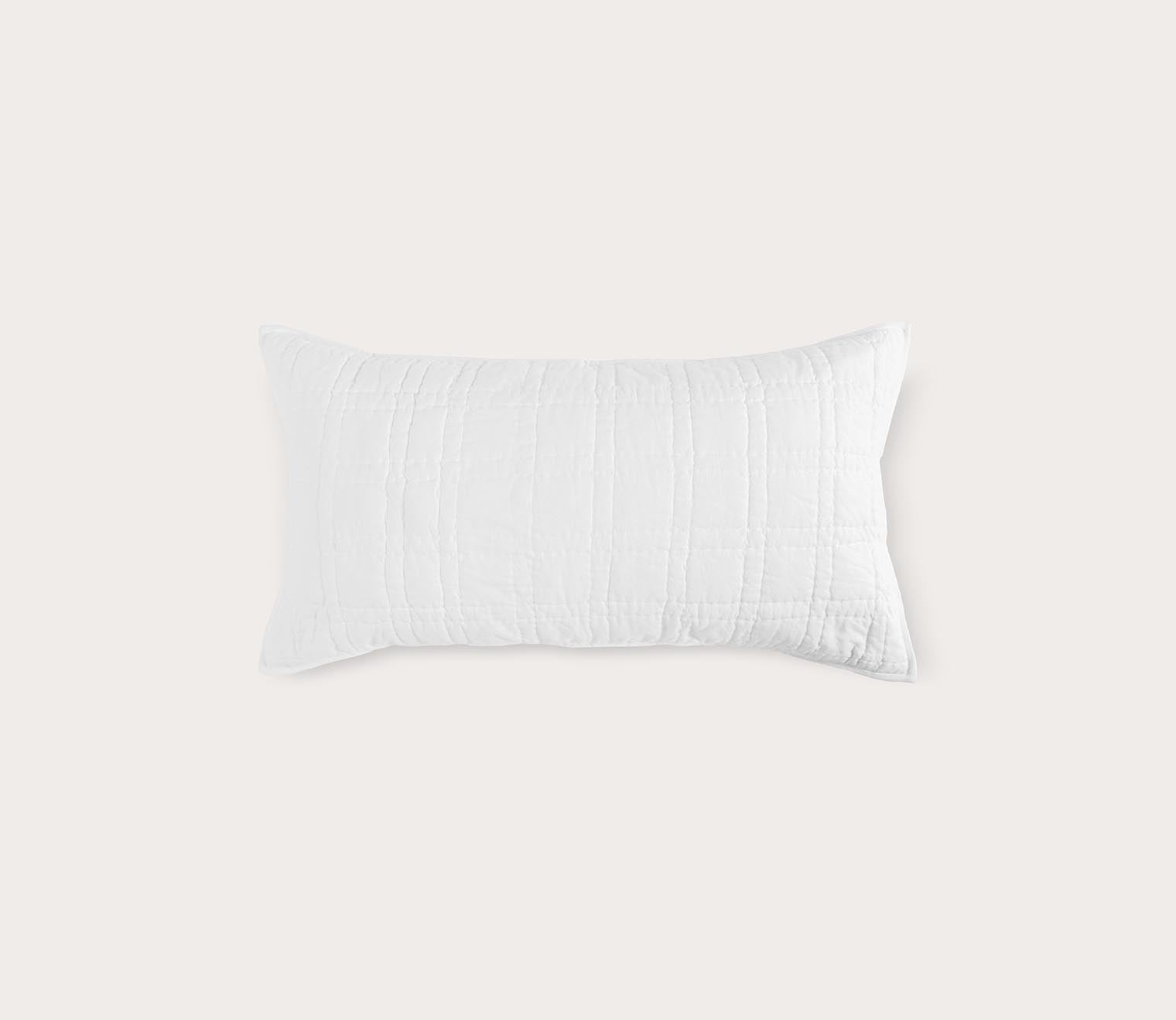 Carly White Cotton Quilted Pillow Sham with SILVADUR Tech